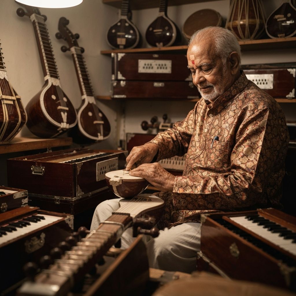 Master craftsman at Ganpati Musicals